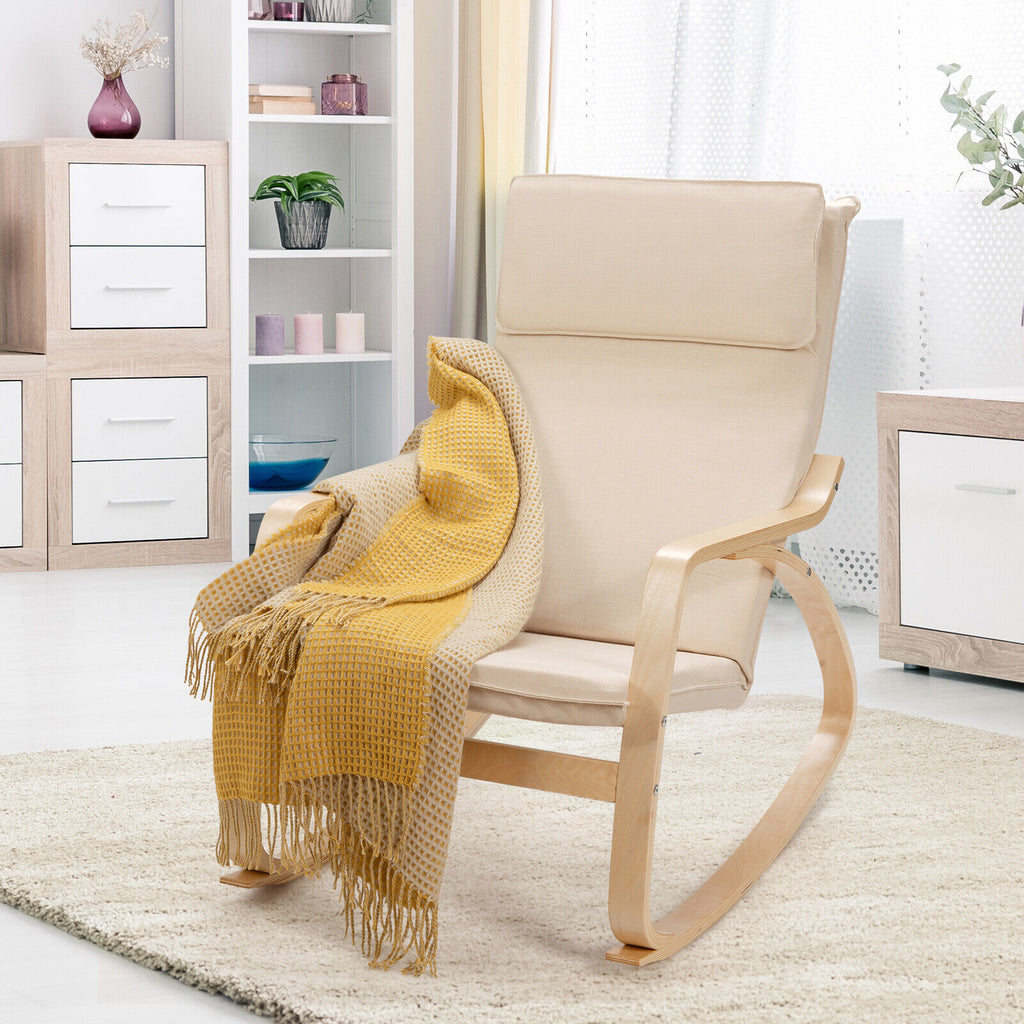 Beige Modern Rocking Chair W/ Bentwood Material Home Furniture