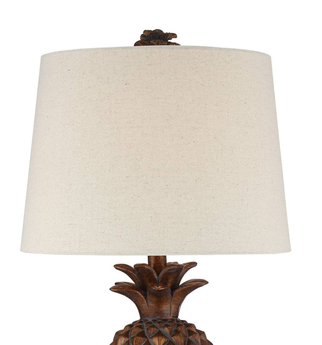 Brown Pineapple Design Accent Table Lamps with Fabric Shades Set of 2