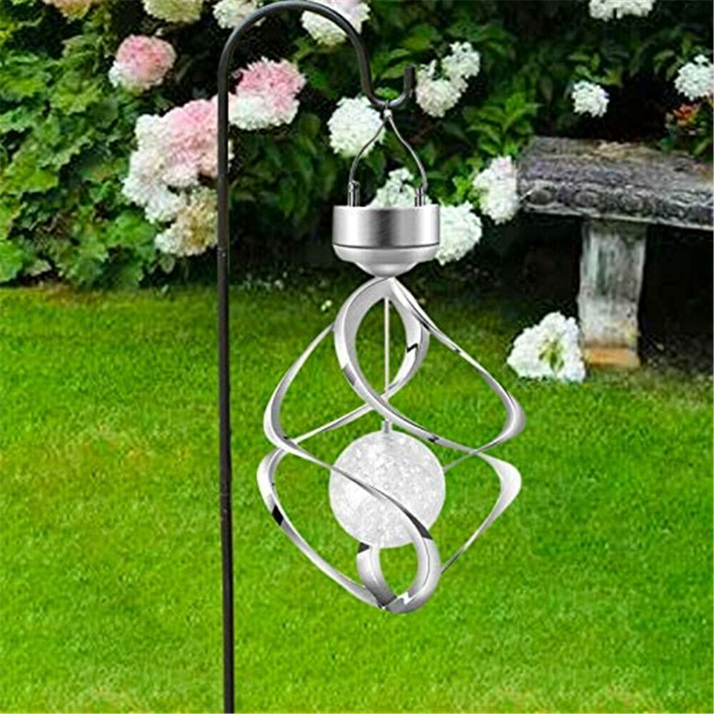Solar LED Wind Chimes Color-Changing Spiral Spinner Lamp