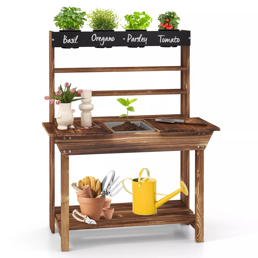 wooden garden potting bench for kids