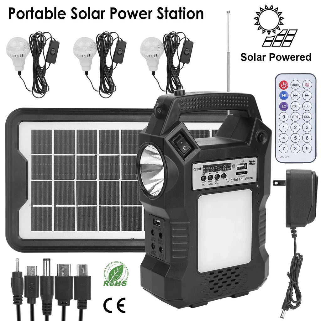 Solar Generator Kit Portable Power Station with Lights, USB & Radio