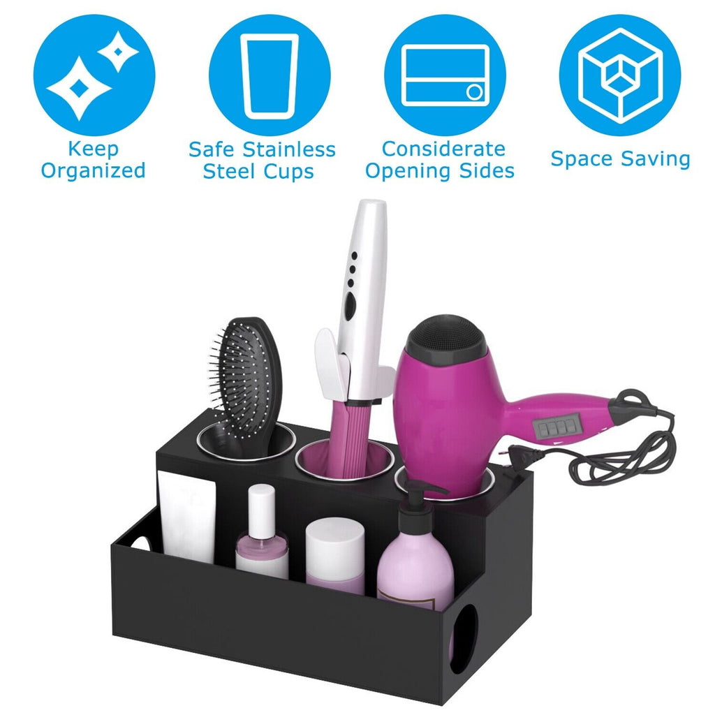 Bathroom Cosmetic Organizer Countertop Storage for Hair Dryer & Makeup