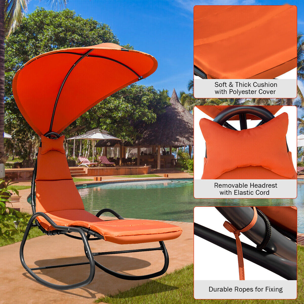 Hanging Chaise Lounge Chair Thick Cushion Patio Outdoor Furniture