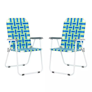 2 Pcs Folding Beach Chairs Steel Outdoor Camping Lounge