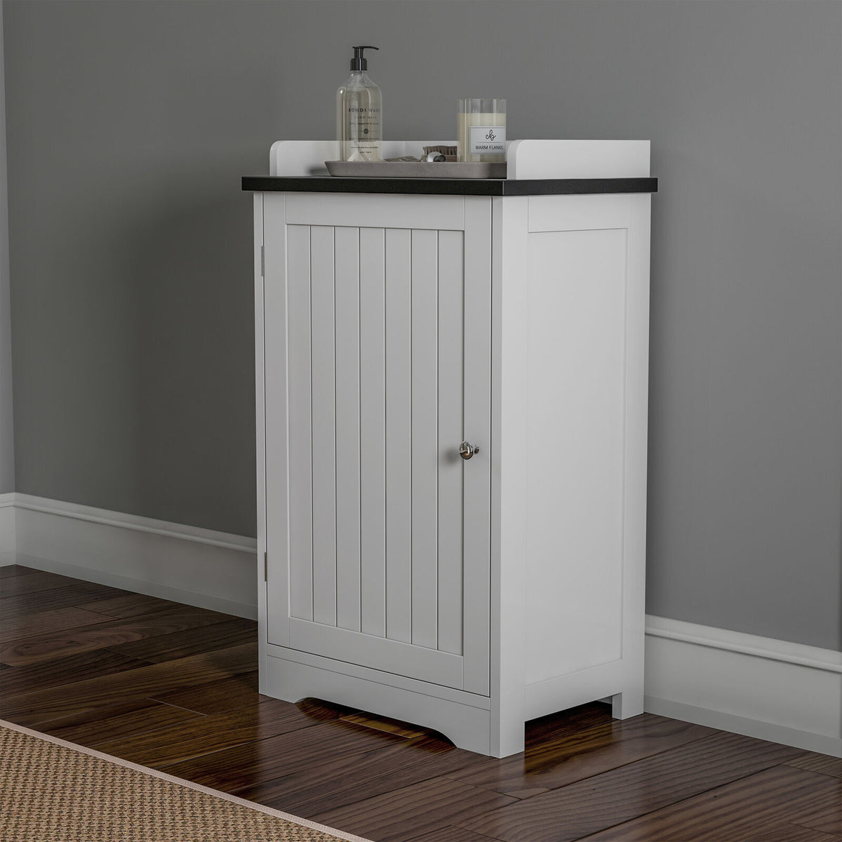 29-Inch Free-Standing White Bathroom Floor Cabinet with 2 Shelves