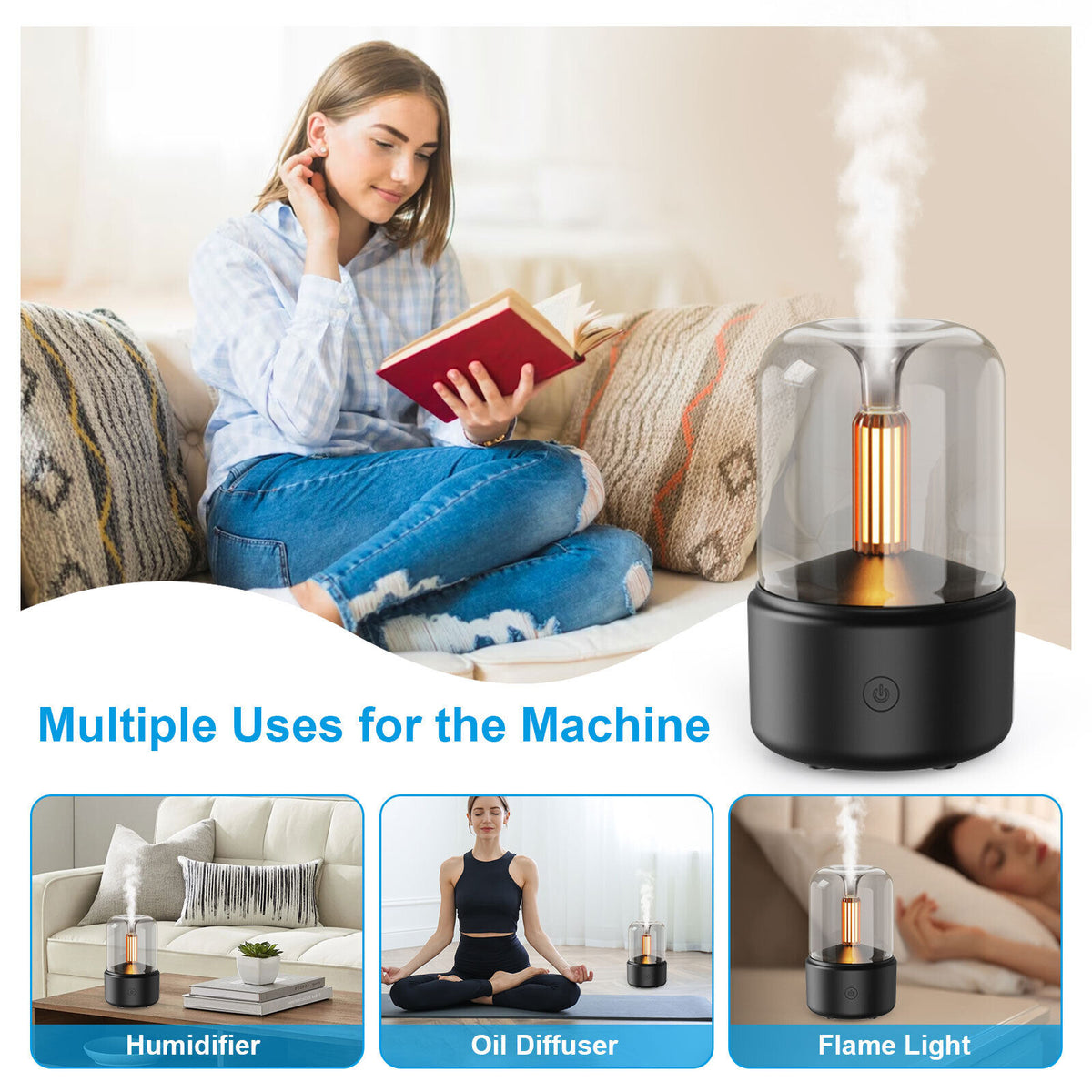 Mini Ultrasonic Aromatherapy Humidifier with Warm Light