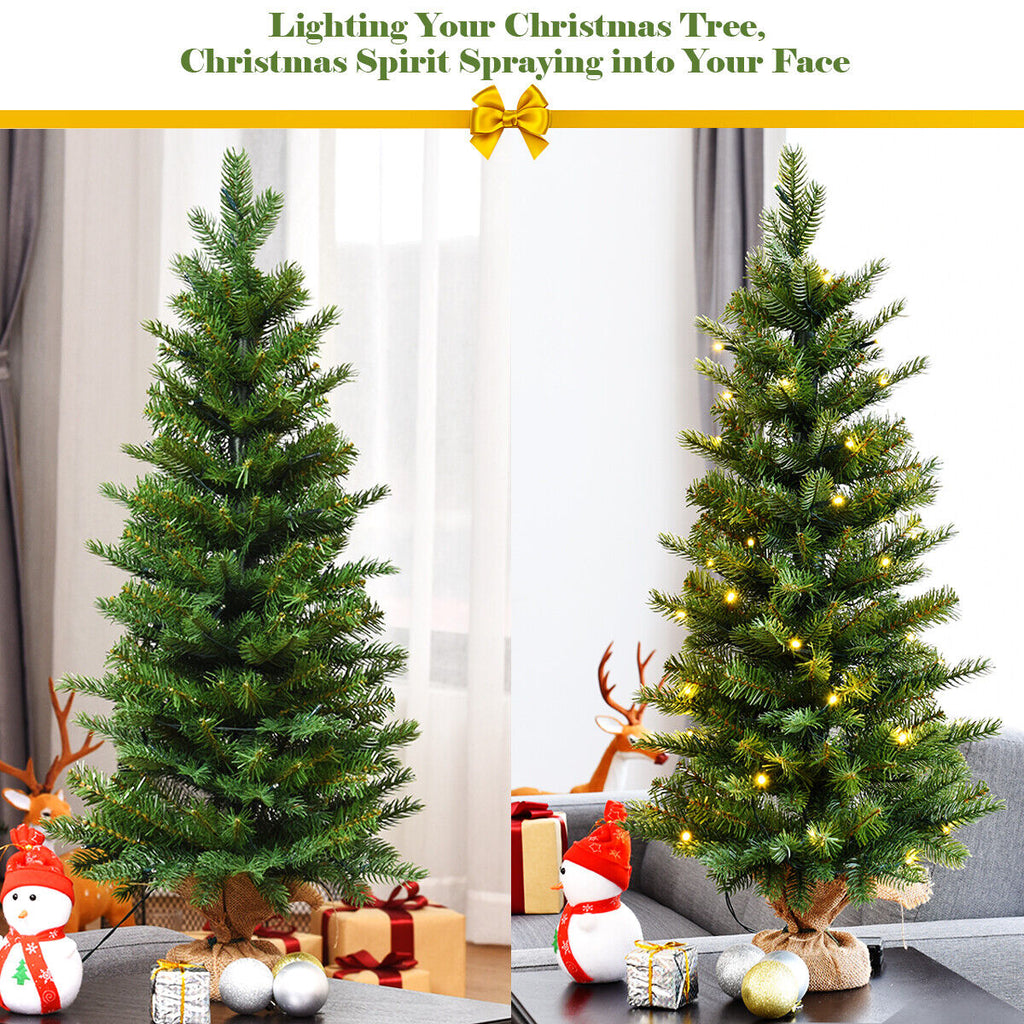 Battery-operated Tabletop Christmas Tree with Timer and Lights