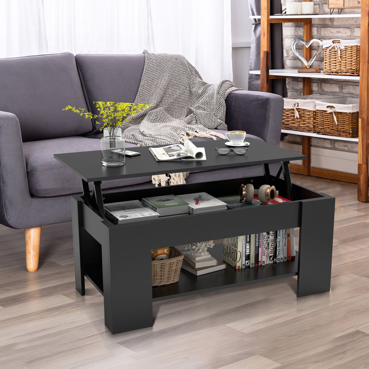 Coffee Table With Lift-Top & Hidden Compartment Living Room Furniture