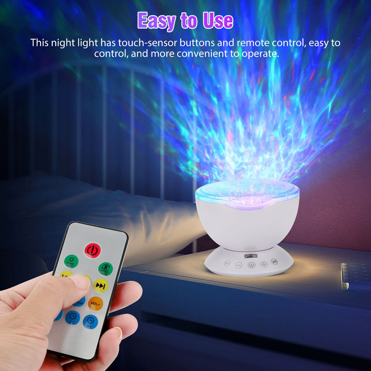 Starry Night Light Projector with Ocean Stars, Sky Speaker, and Remote
