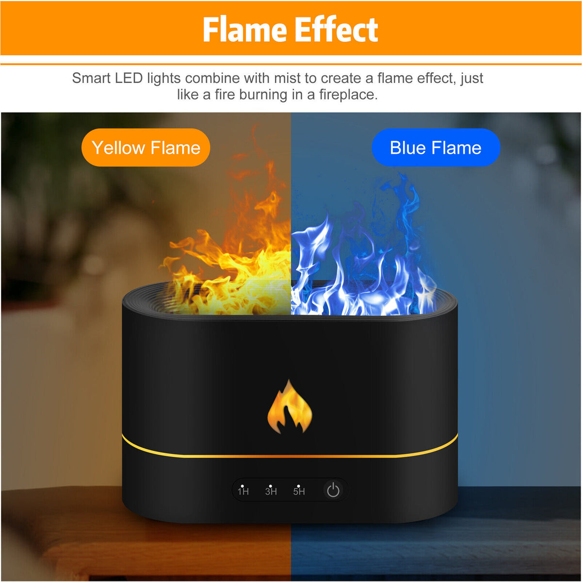250ml USB Air Humidifier & Aroma Diffuser with 3D Flame Mist Home Decor