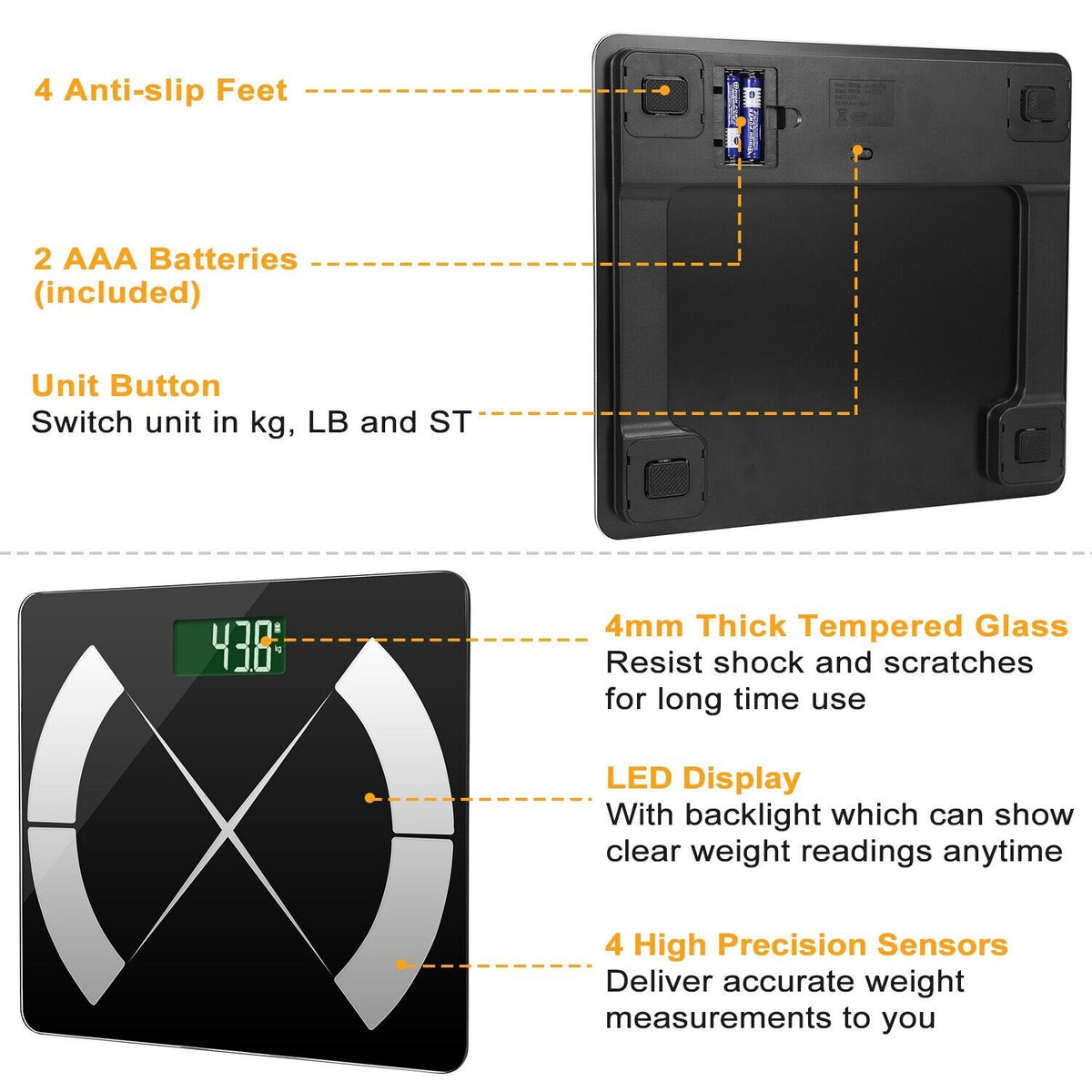 Smart Body Fat Monitor & Fitness Analyzer - Wireless Digital Scale