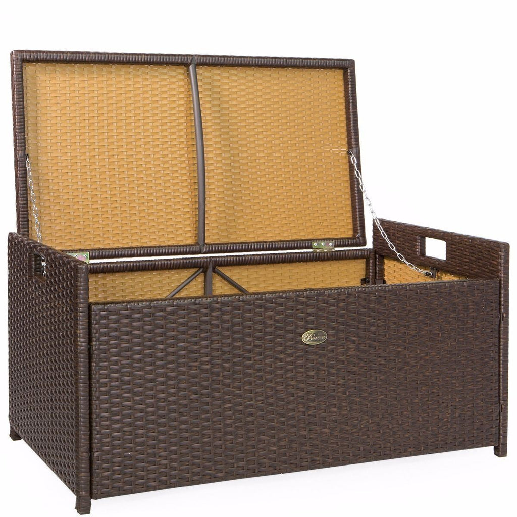 60 Gallon Outdoor Storage Bench Seat Cushion Patio Deck Box Furniture