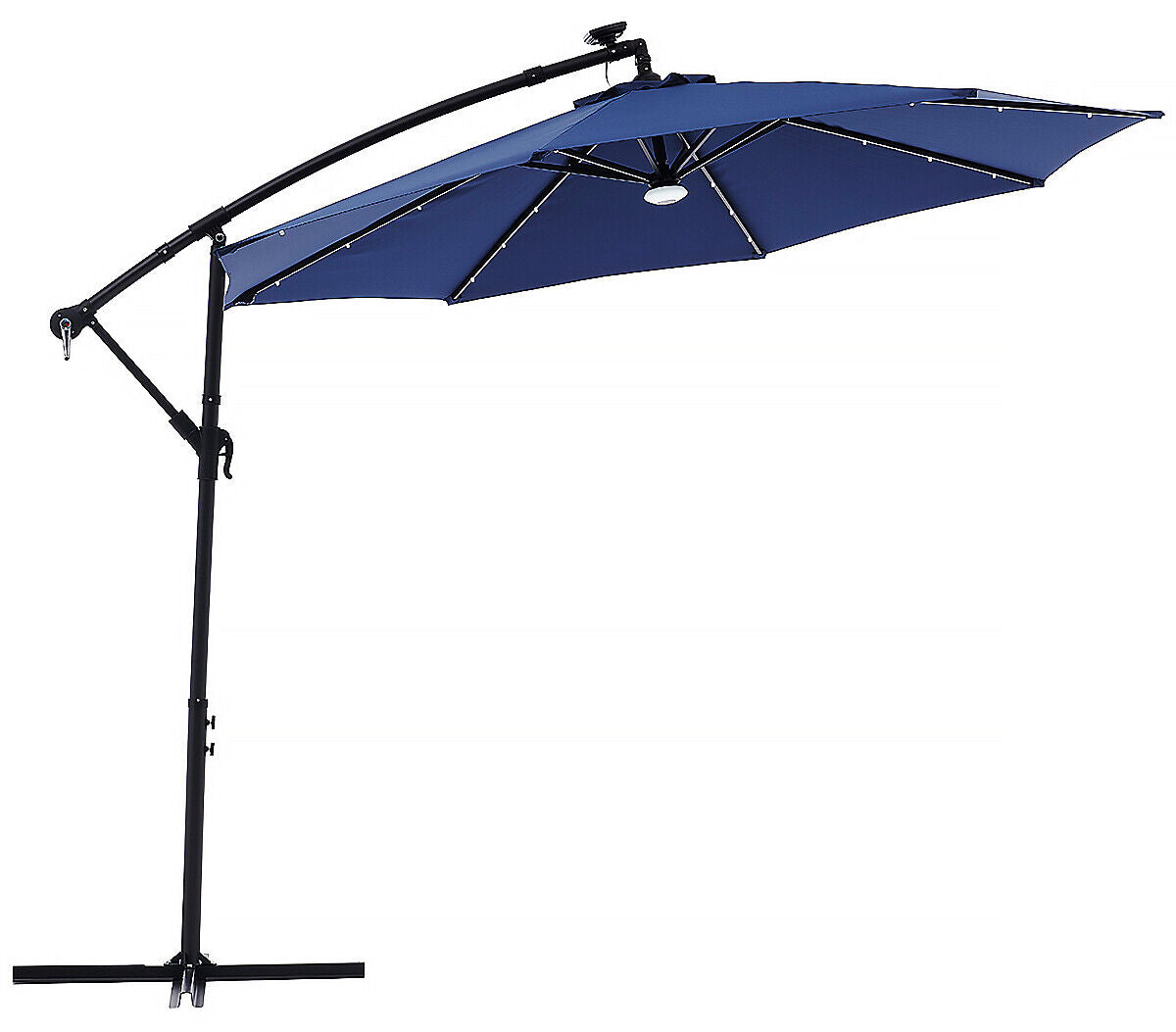 Offset Hanging Umbrella With LED Lights and Steel Ribs For Outdoor Use