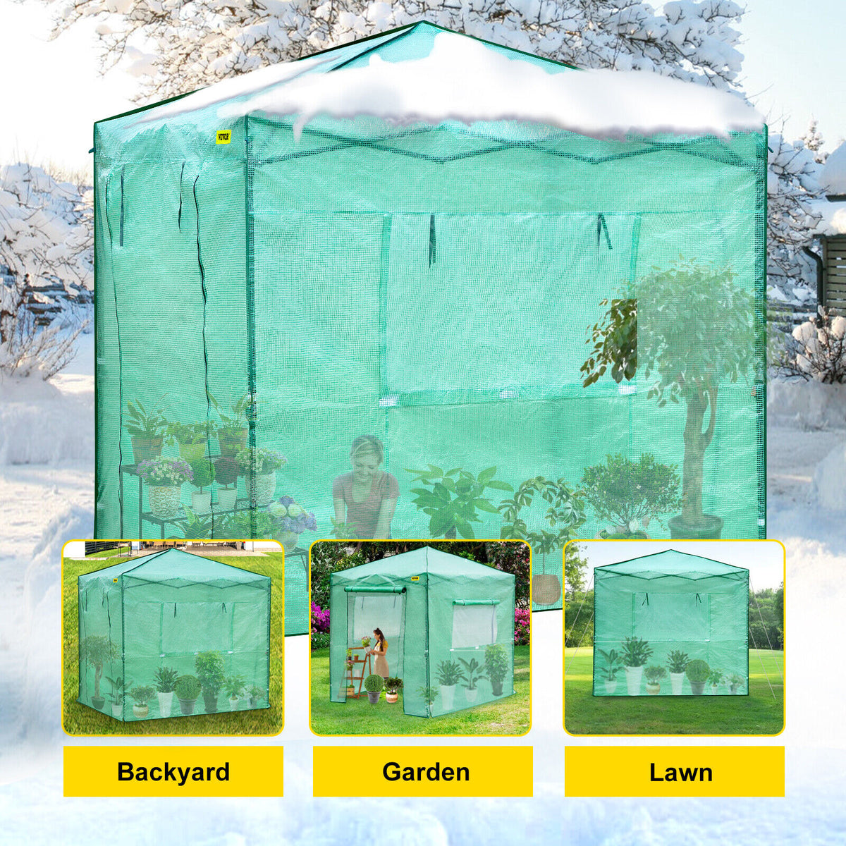 Portable Walk-in Greenhouse 8' x 6' x 8' Plant Garden