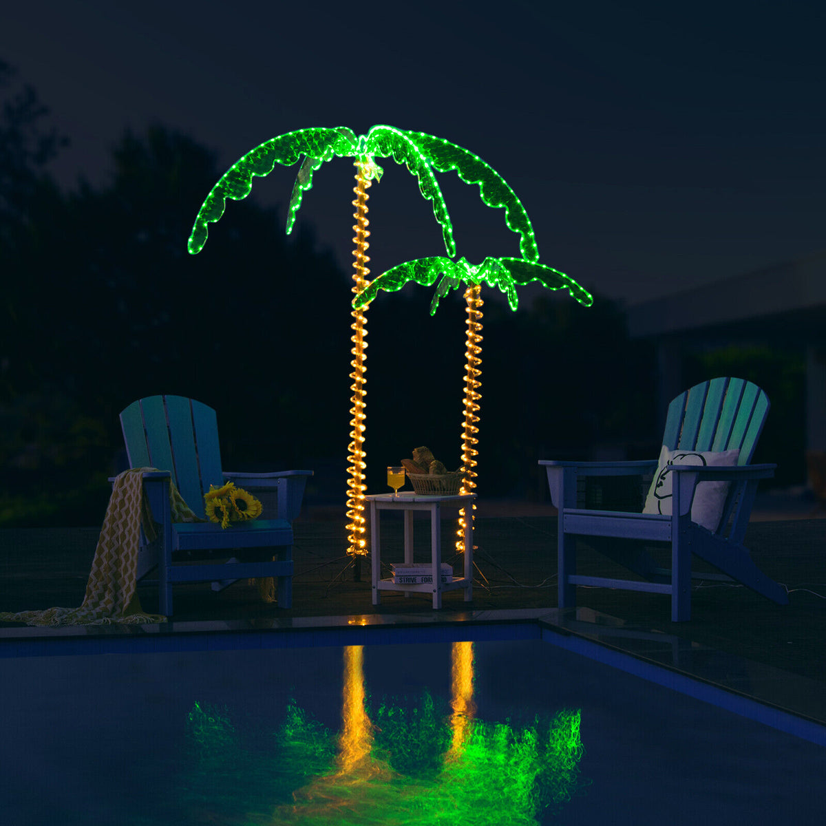 Pre-lit 7-foot Palm Tree with LED Rope Lights Outdoor Tropical Decor