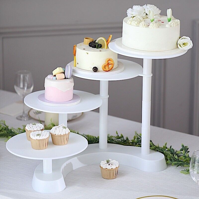 4-Tier Plastic Cake Cupcake Stand Pillar Design Wedding Party Display White