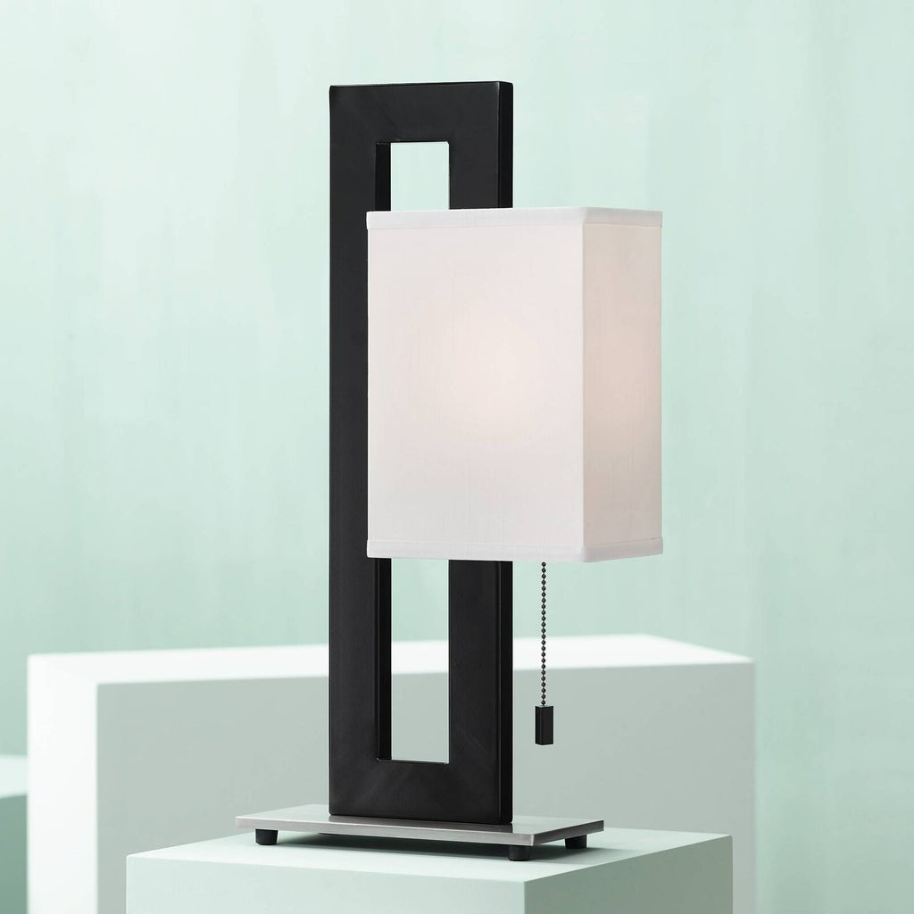 Black Modern Table Lamp With Floating Square Design 20.5 Inches Tall