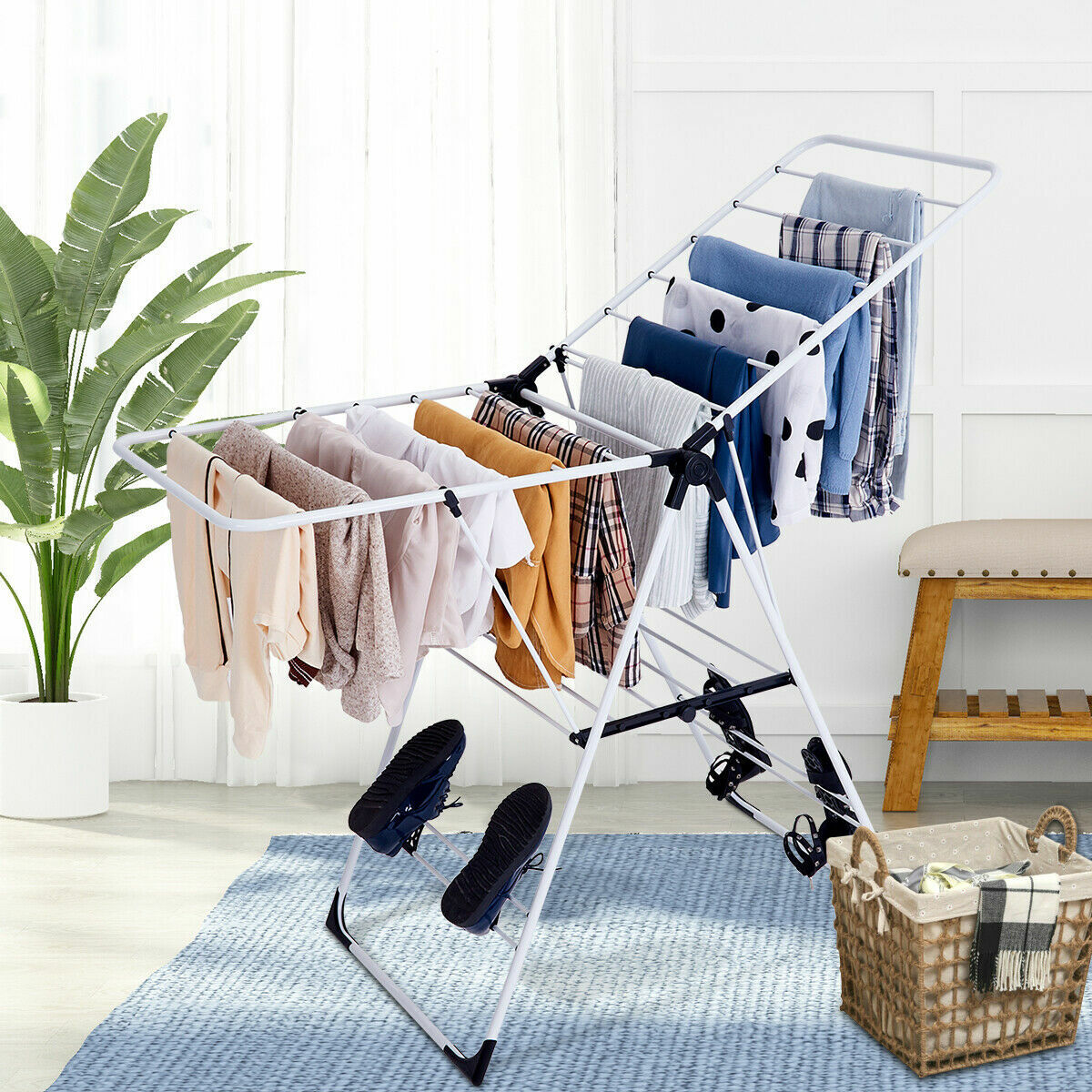 Folding Drying Rack Heavy-Duty Laundry Clothes Storage