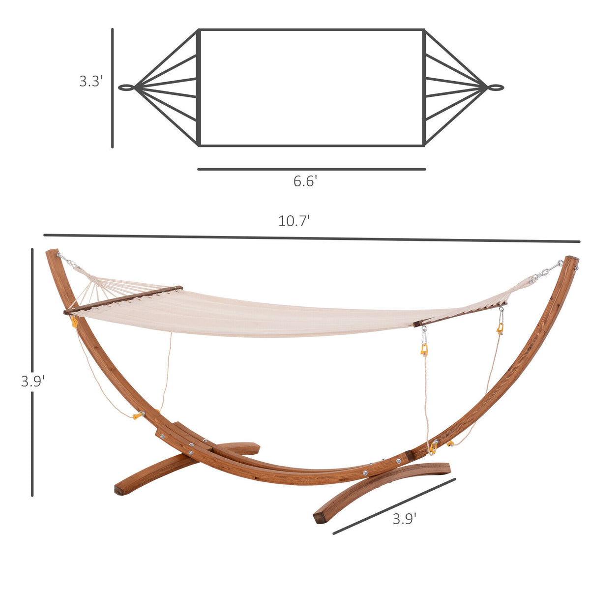 Cotton Hammock With Wooden Stand Outdoor Swing For Patio Porch Garden