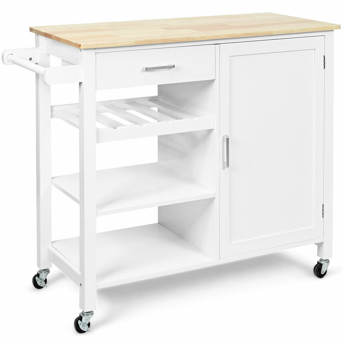 4-Tier Cart Kitchen Island Rolling Storage with Utility Serving Rack White