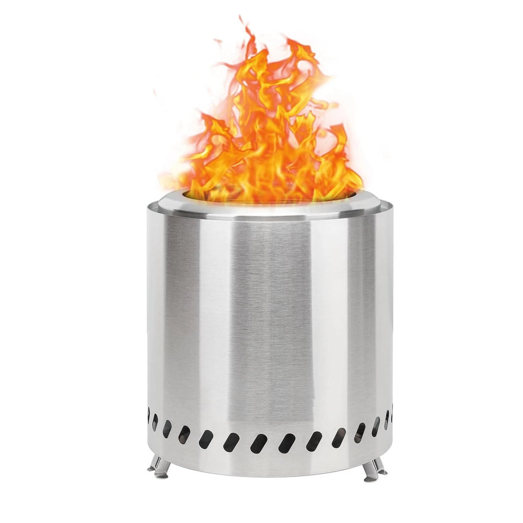 Stainless Smokeless Fire Pit for Camping Patio Backyard 18.5"