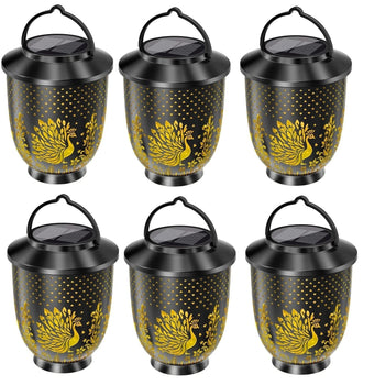 6pcs Solar LED Hanging Lantern Lights Outdoor Garden Pathway Set