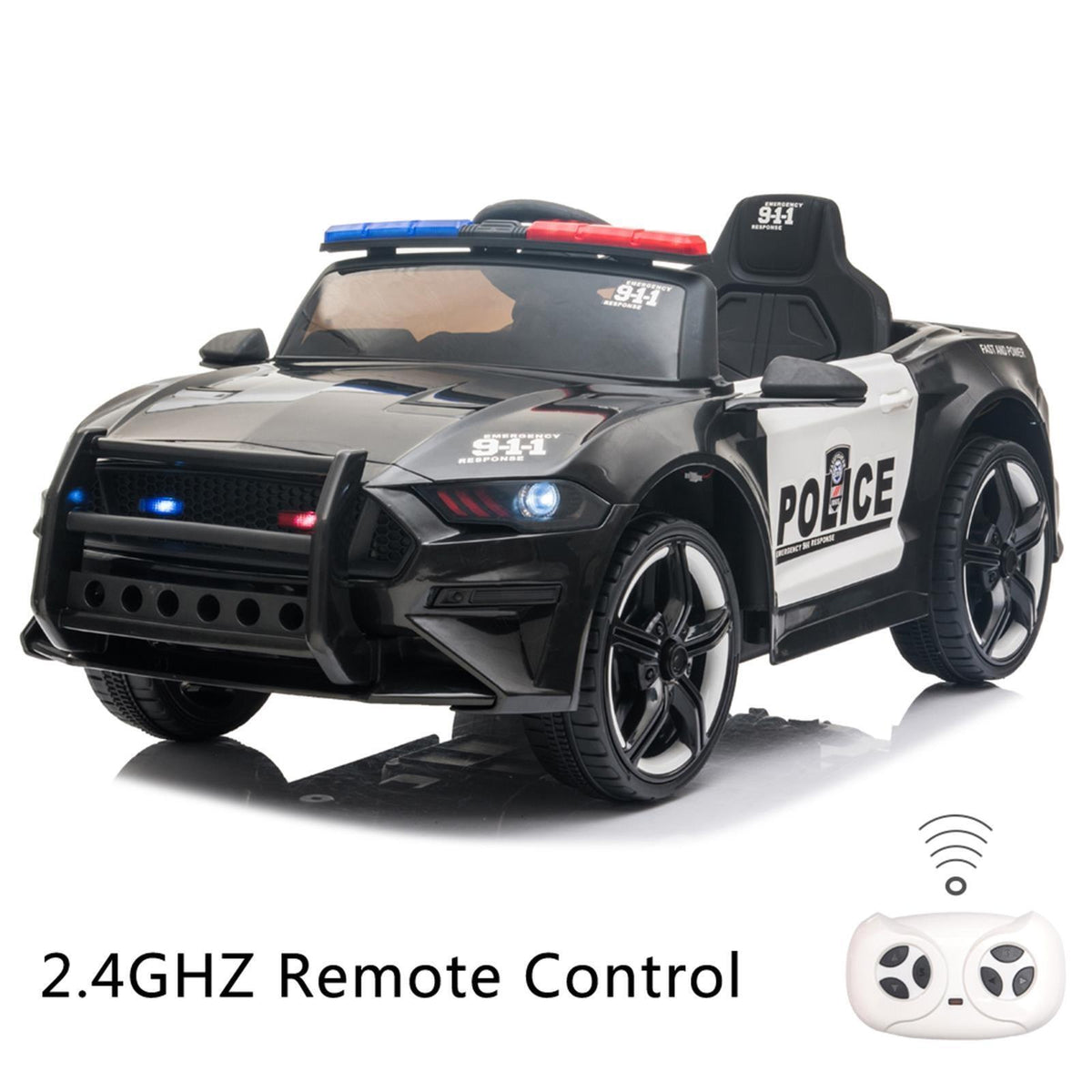 12v Electric Kids Police Car with Siren and Microphone