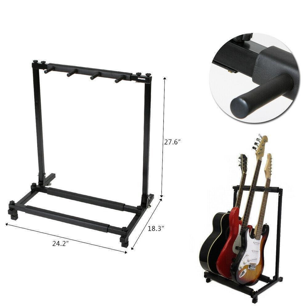 Foldable 3 Guitar Stand with Protective Padding Black