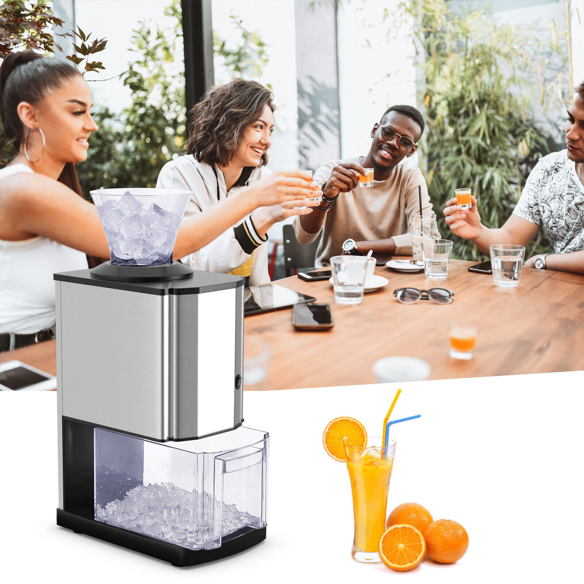 Stainless-Steel Portable Electric Ice Crusher Machine For Drinks Party