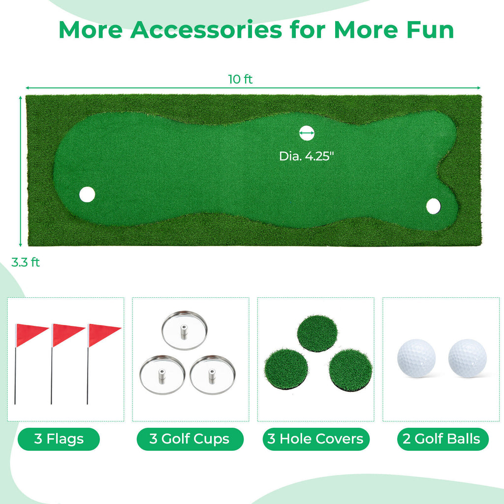 Professional Golf Putting Green Mat 10x3.3FT + Accessories