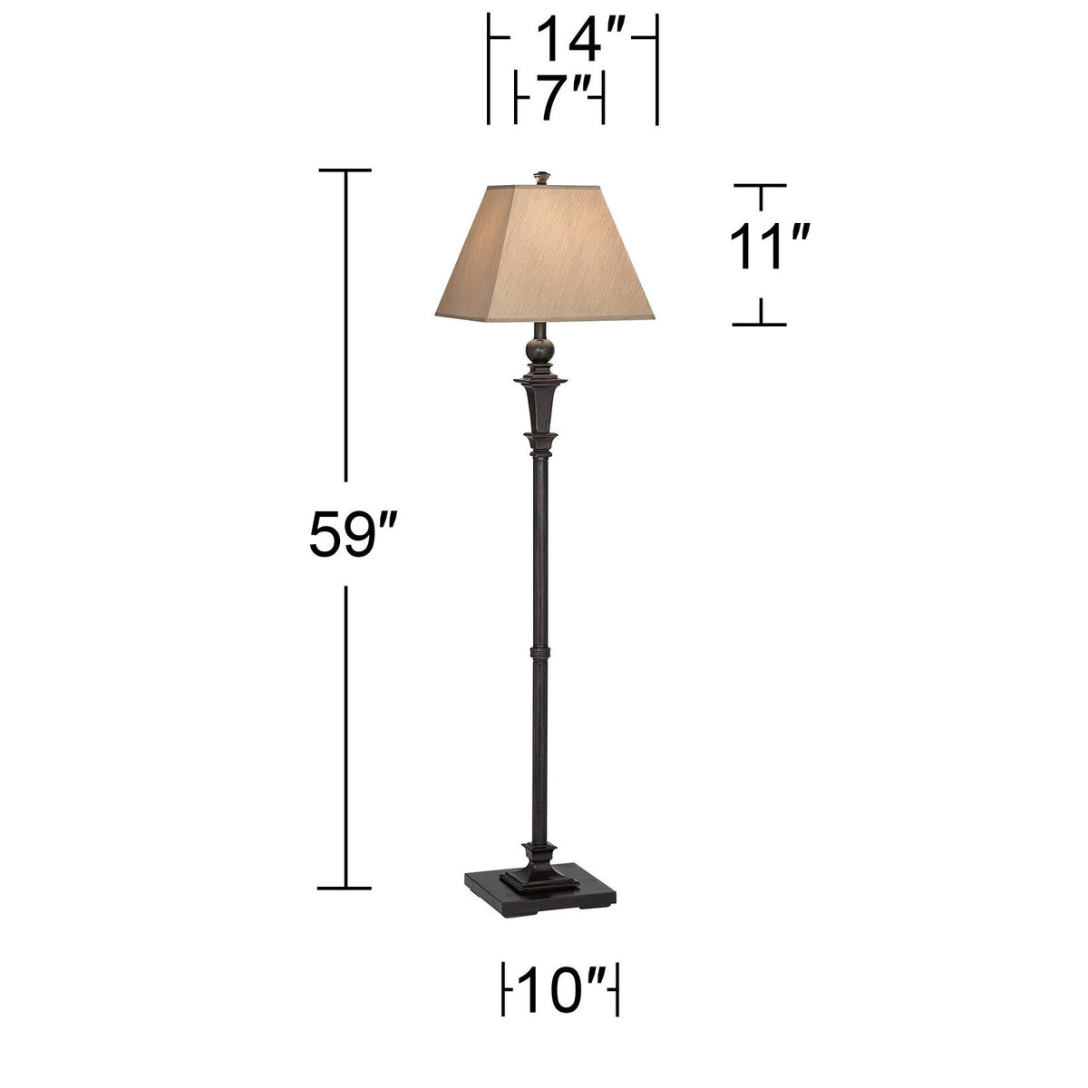 59" High Traditional Italian Floor Lamp Bronze Finish And Metal Pole