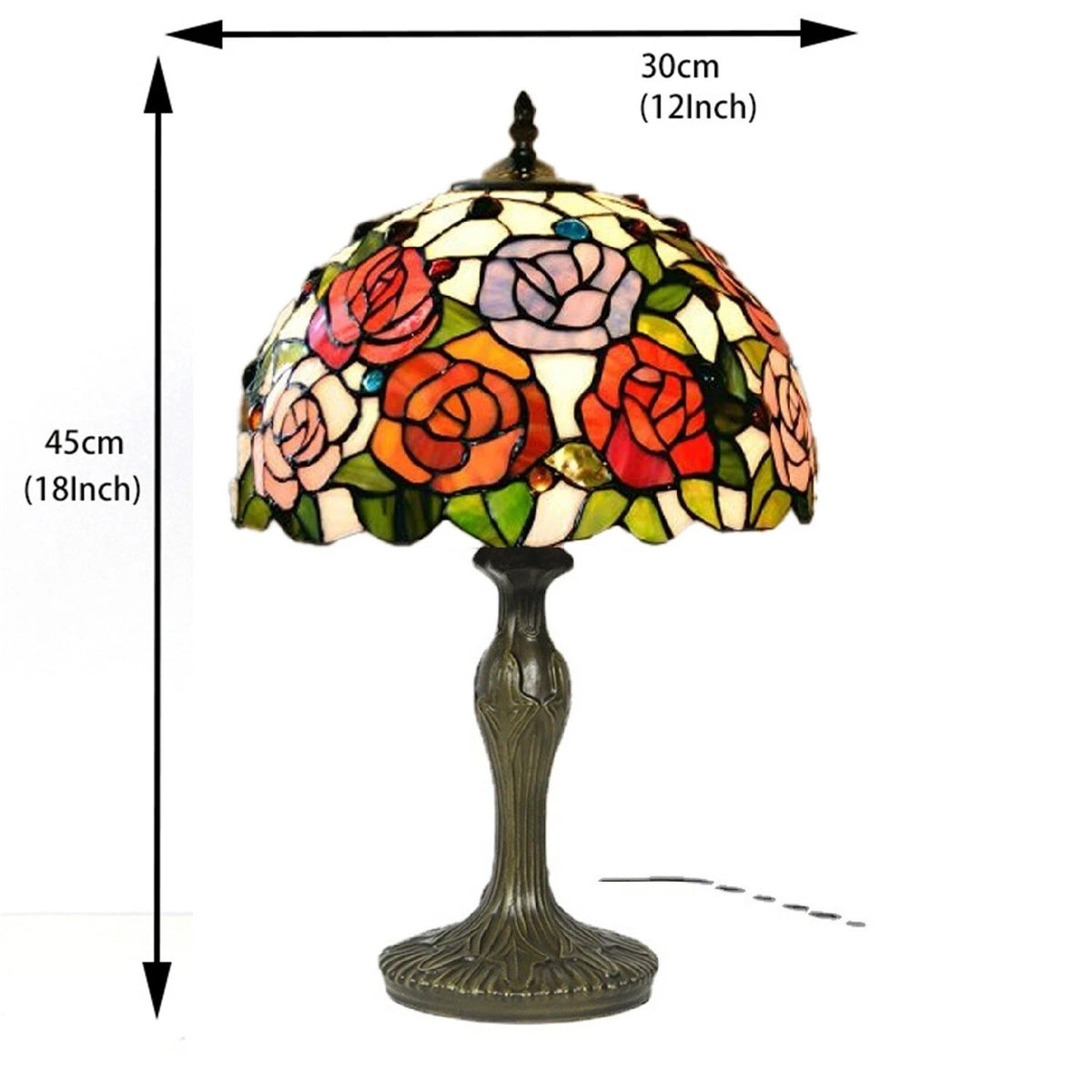 Rose Stained Glass Tiffany Lamp Vintage Floral Desk Light