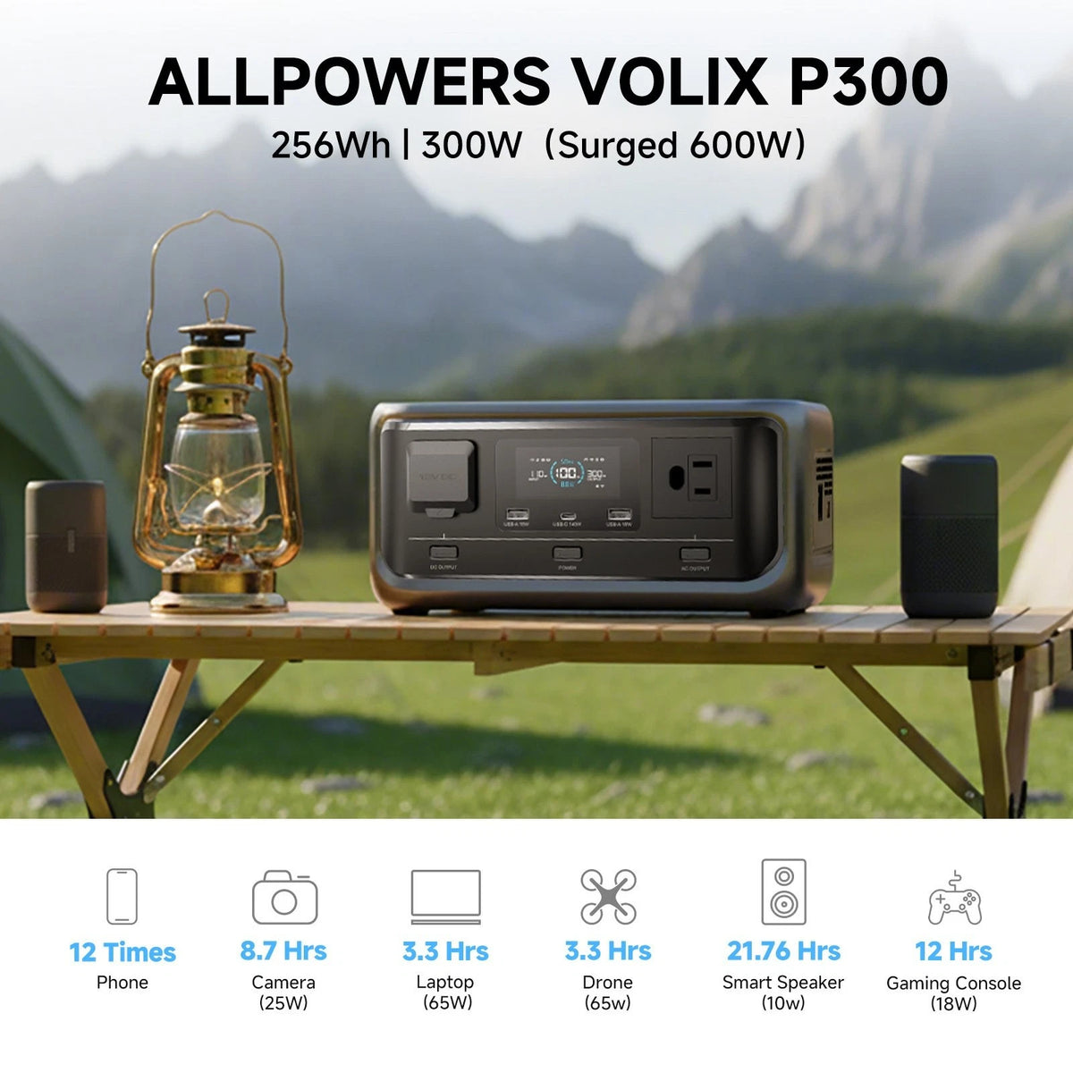 Portable Power Station Solar UPS Kit 256Wh 300W LFP