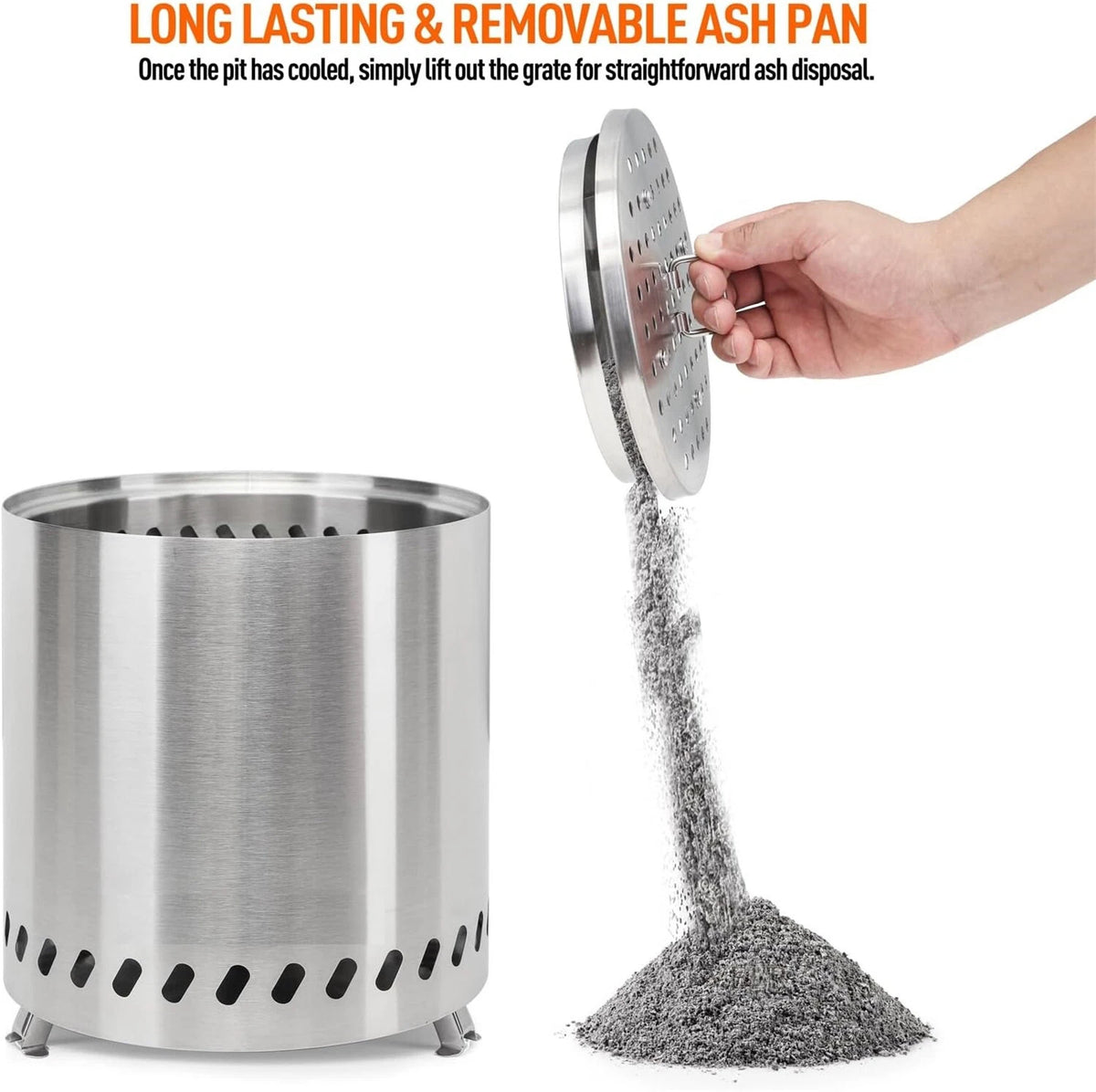 Stainless Smokeless Fire Pit for Camping Patio Backyard 18.5"