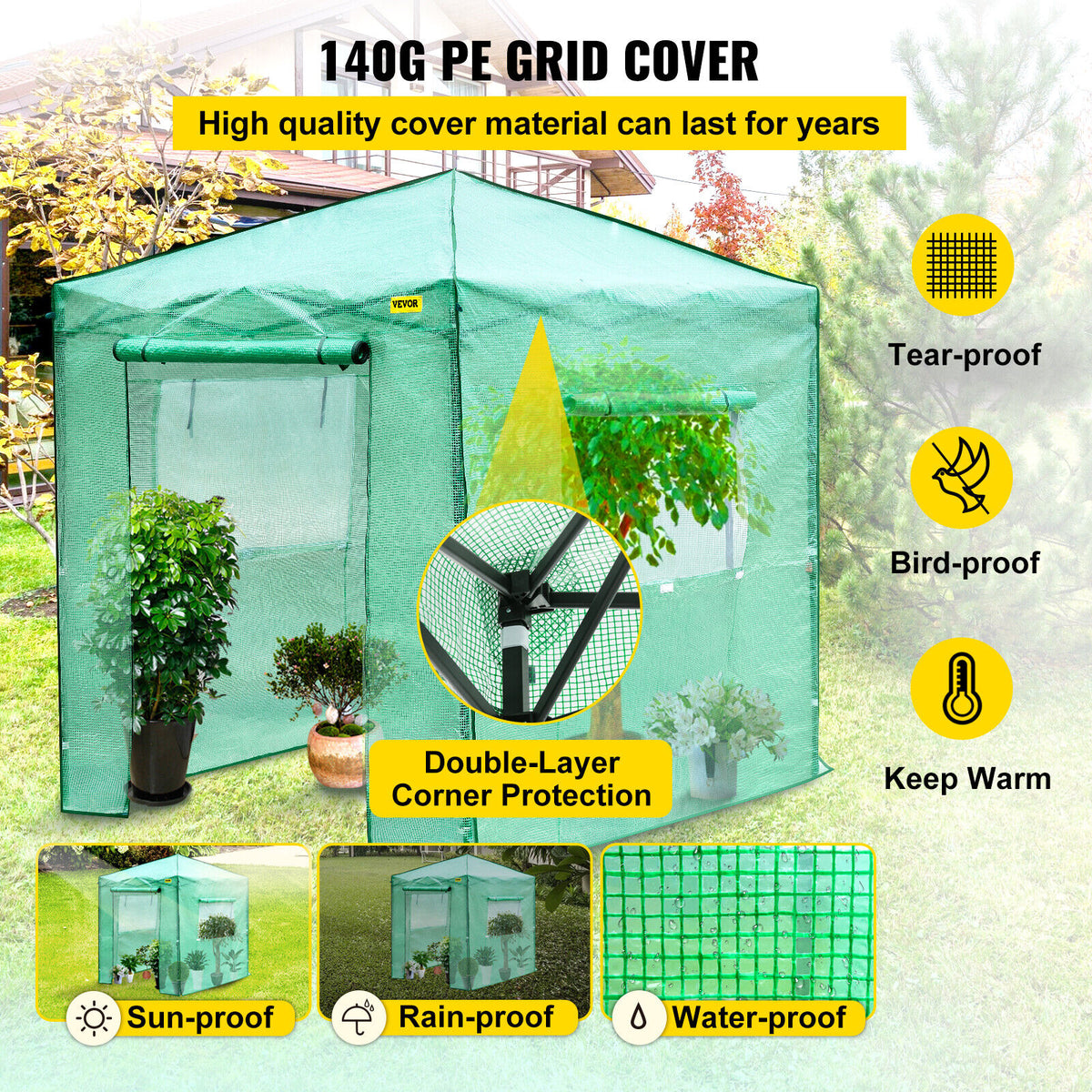 Portable Walk-in Greenhouse 8' x 6' x 8' Plant Garden