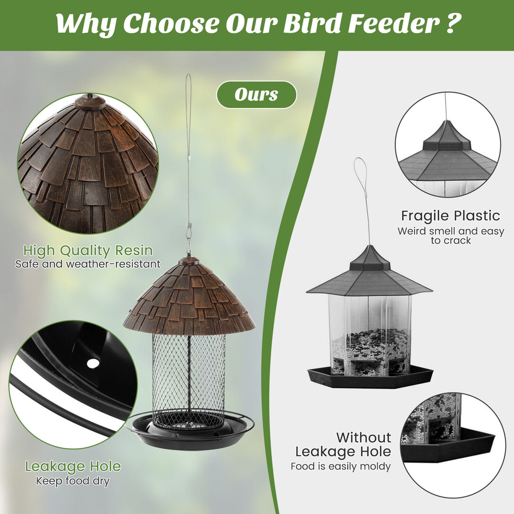 Outdoor Hanging Bird Feeder Squirrel-Proof with Perch