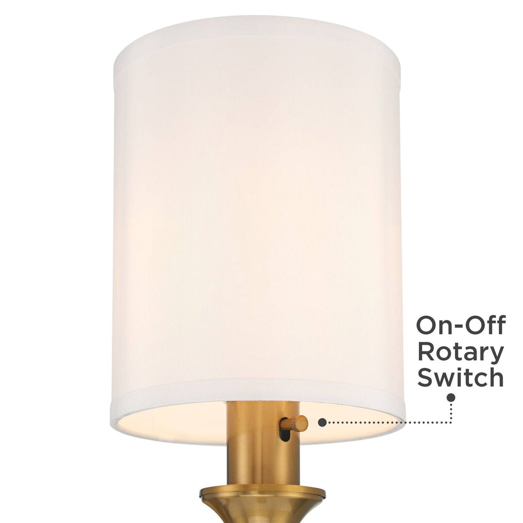 Plug-In Wall Sconce Light With Cord Cover Gold Finish & Cylinder Shade
