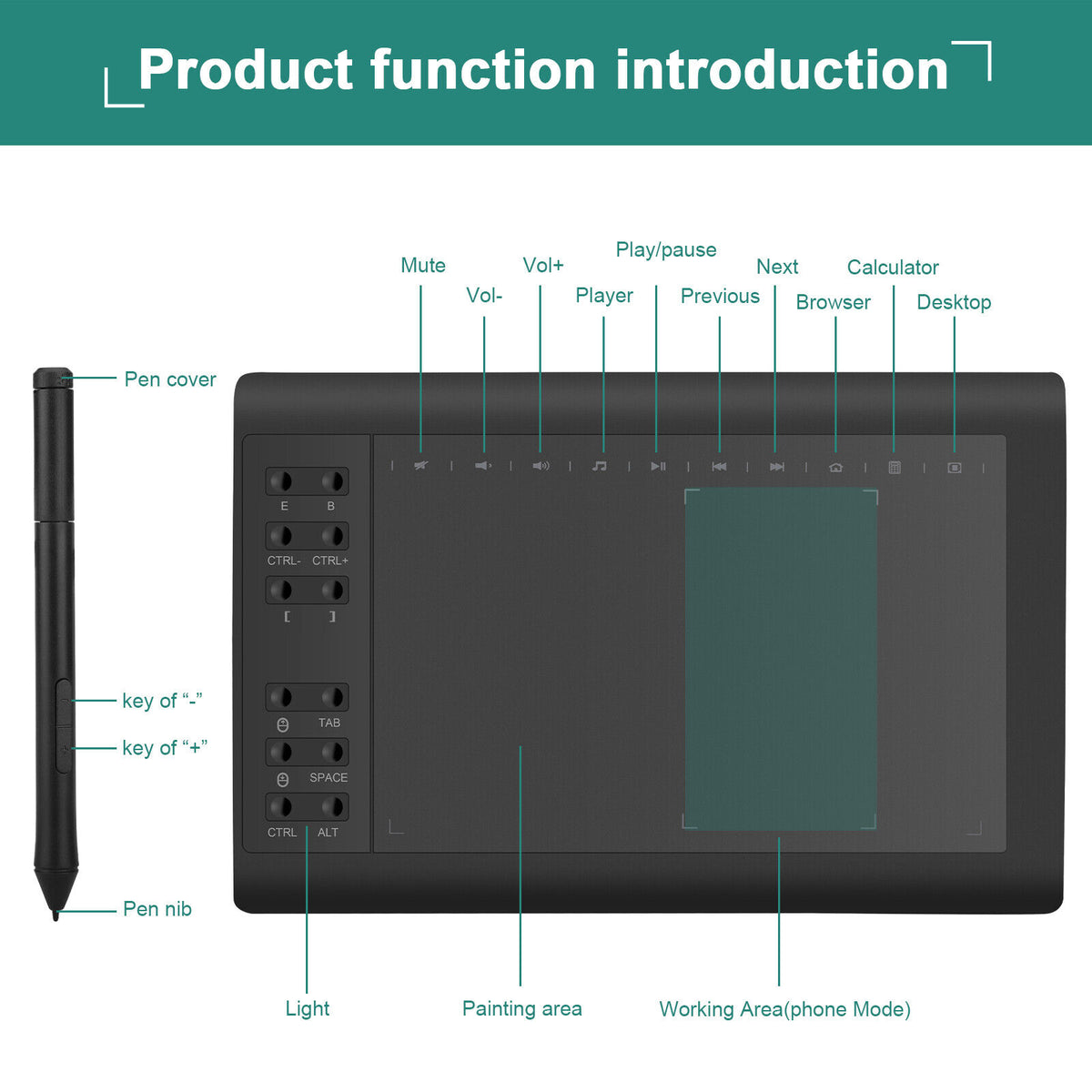 Graphic Tablet & Digital Pen Pressure Sensing Ideal Gift