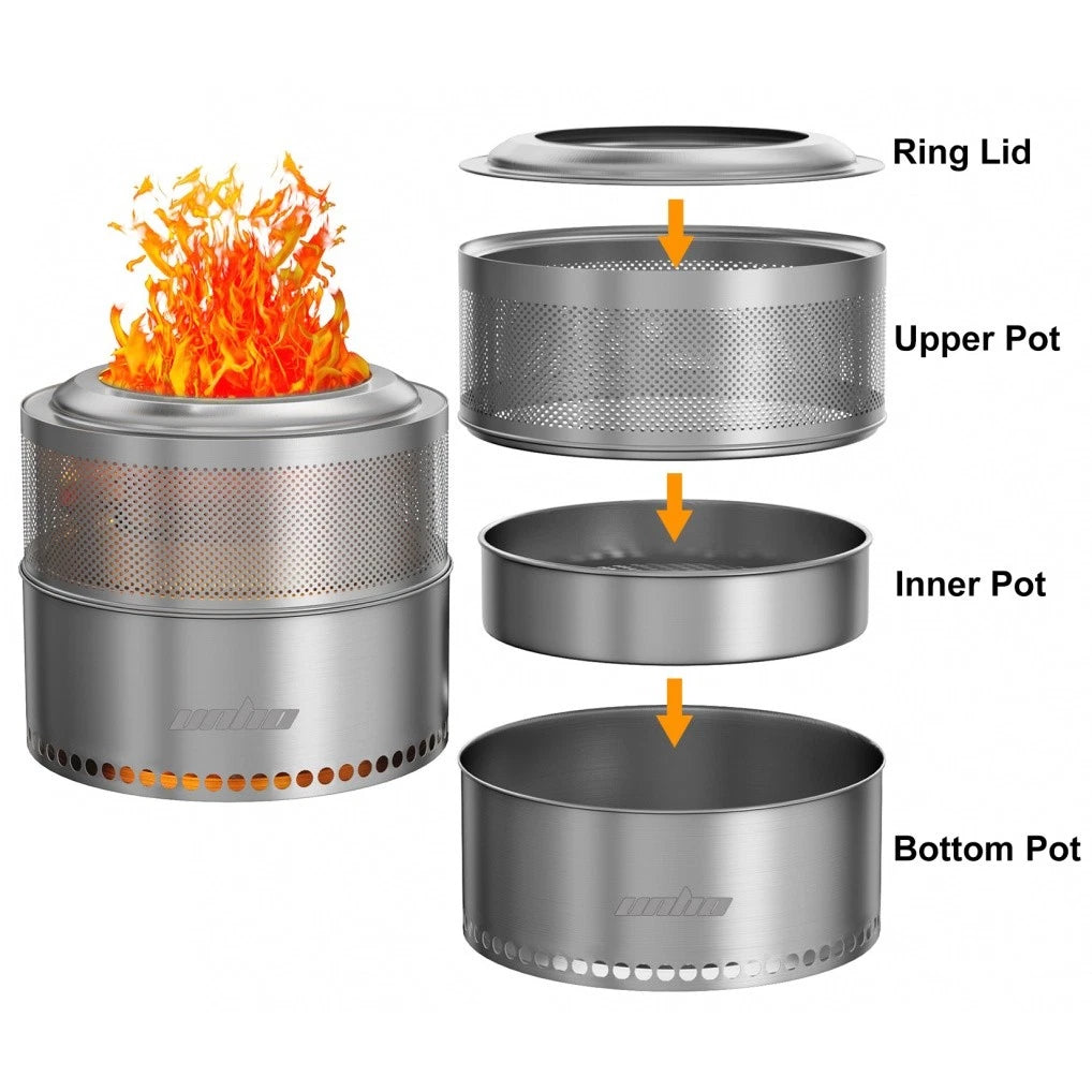 Portable Smokeless Fire Pit Stainless Steel Wood Burner