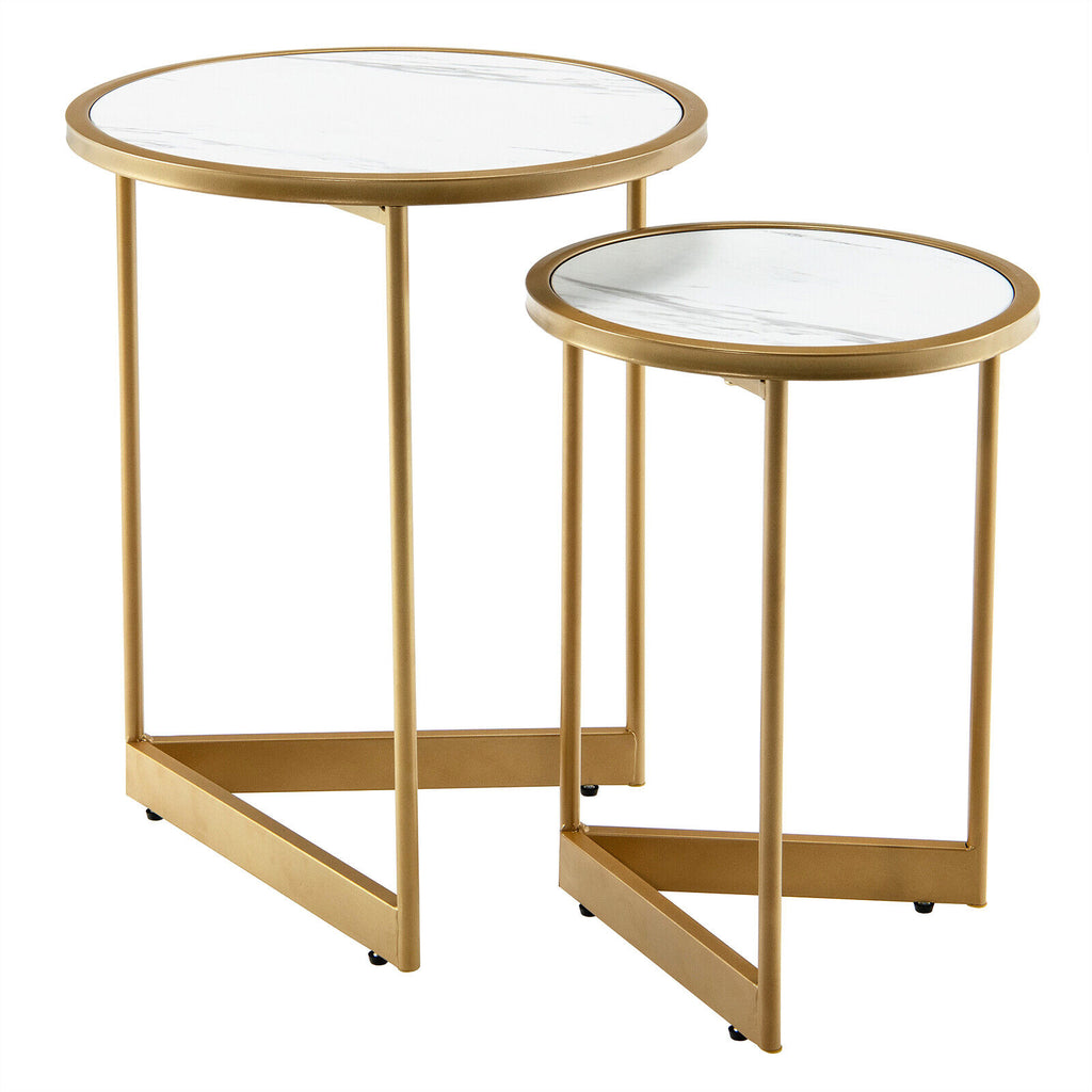 Round Nesting Table Set of 2 Living Room Furniture