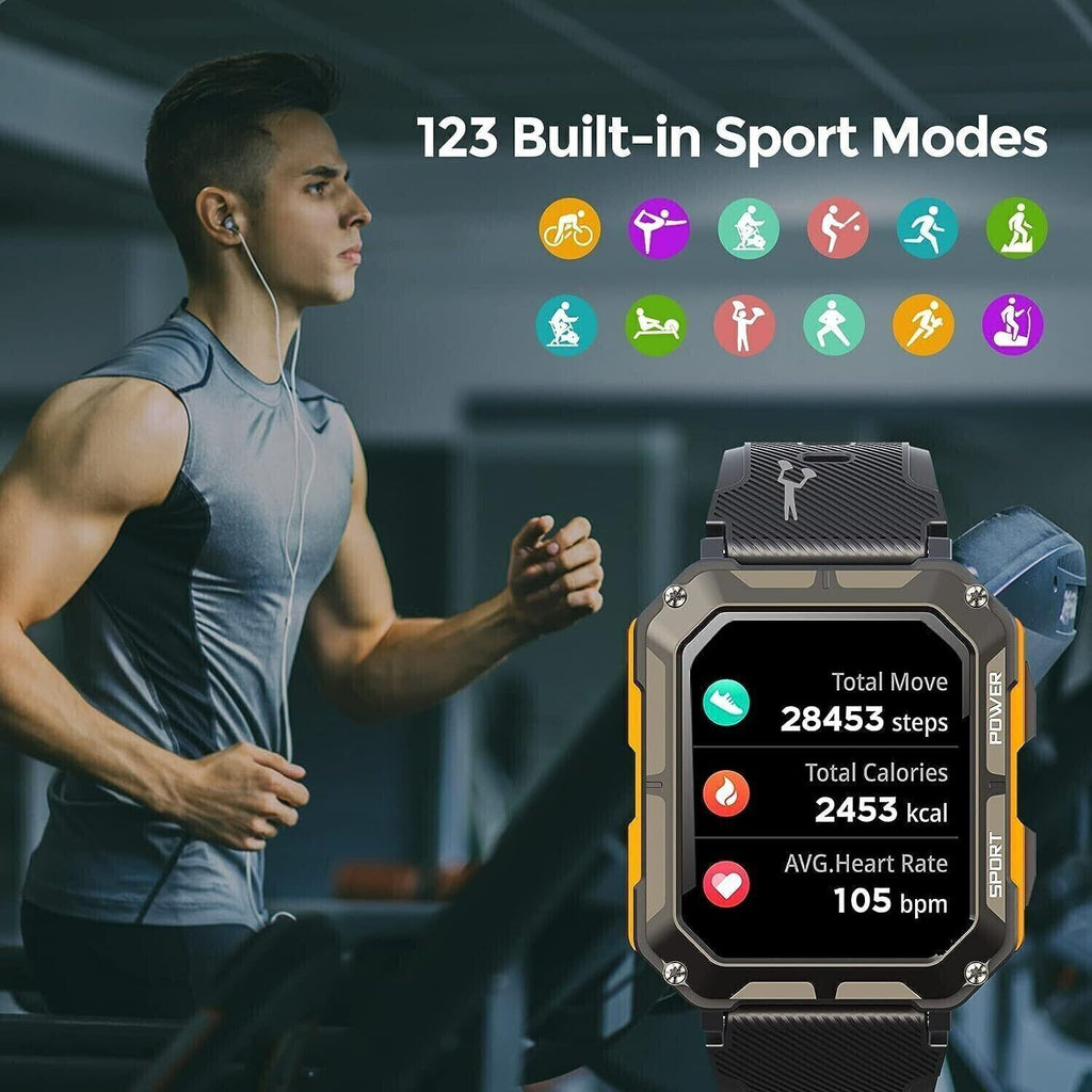 Orange Smartwatch 2024 Fitness Tracker