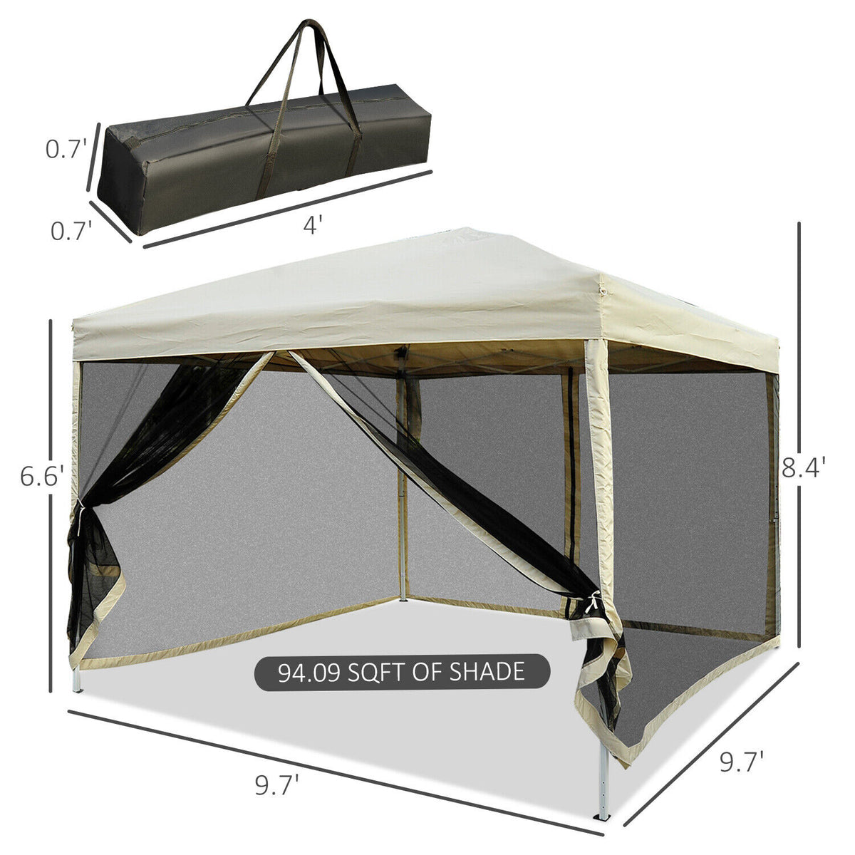 9.7'x9.7' Pop-Up Gazebo Canopy For Outdoor Events Party Wedding Market