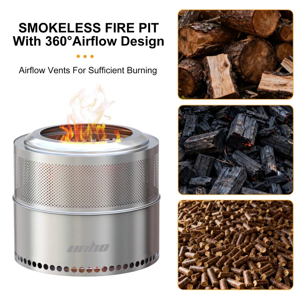 Portable Smokeless Fire Pit Stainless Steel Wood Burner