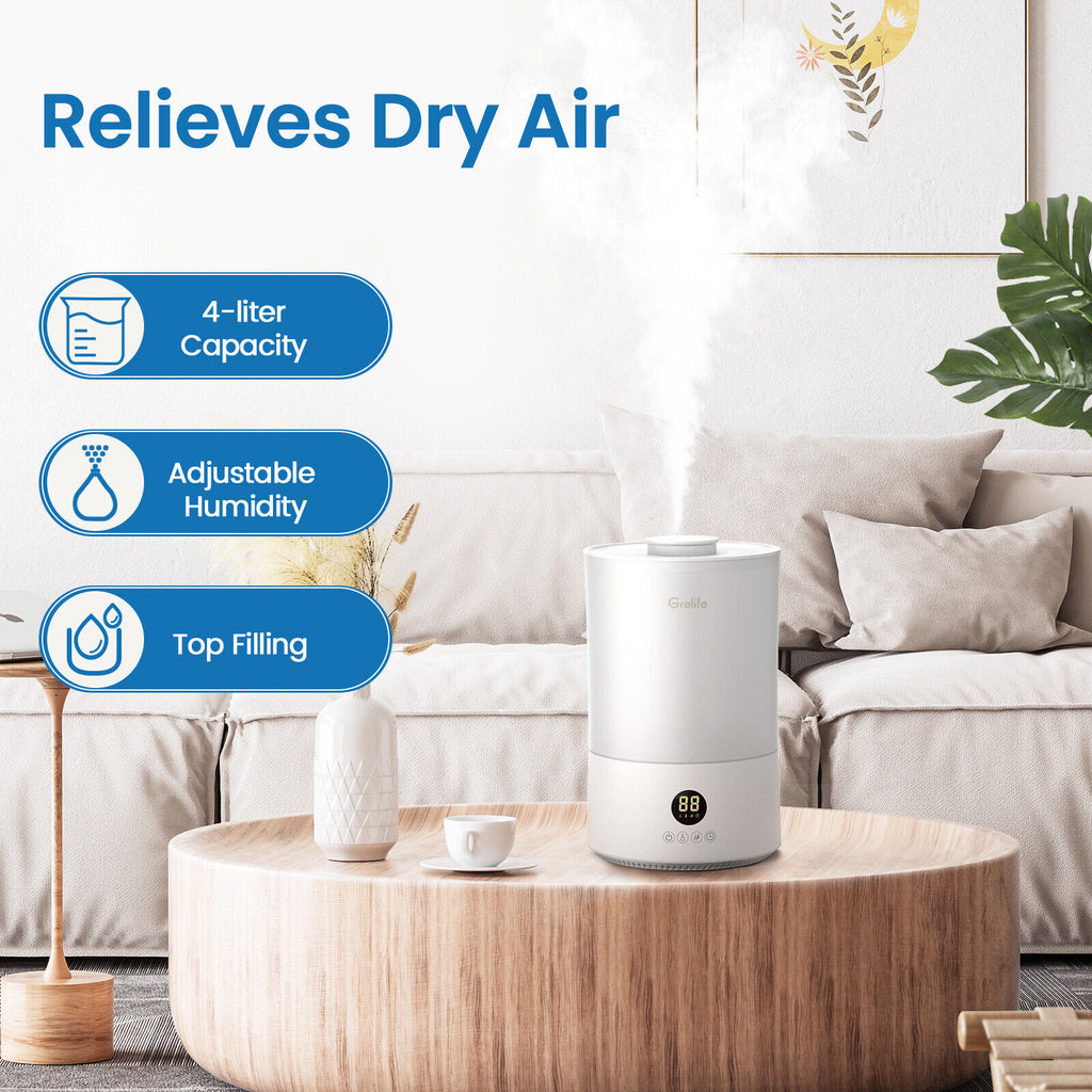 4L Ultrasonic Humidifiers for Bedroom, Large Room, and Office