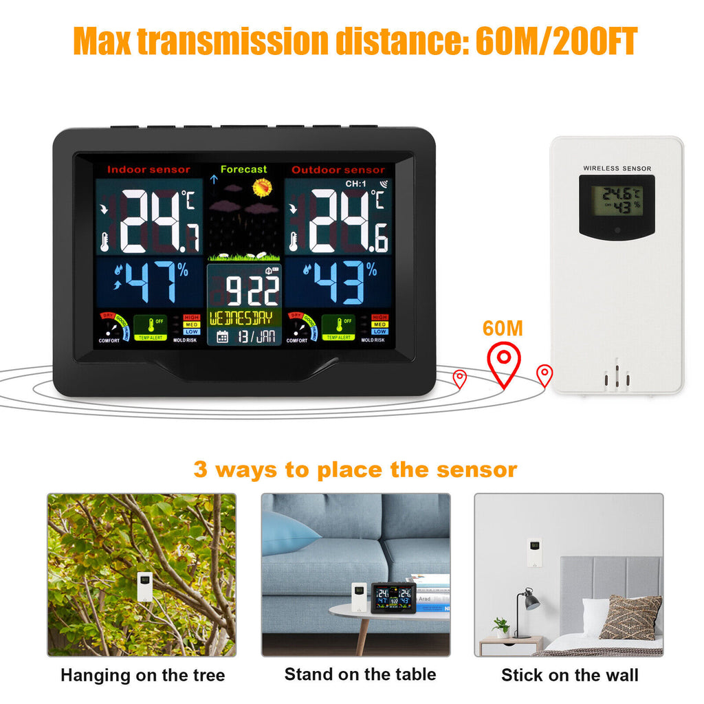 LCD Wireless Digital Weather Station Humidity and Temperature Monitor