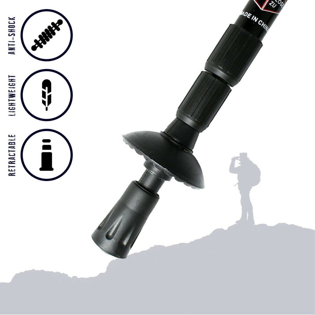 Pair of Anti-Shock Trekking Poles Adjustable Alpenstock Sticks
