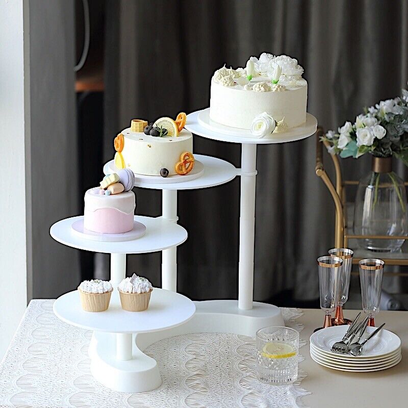 4-Tier Plastic Cake Cupcake Stand Pillar Design Wedding Party Display White