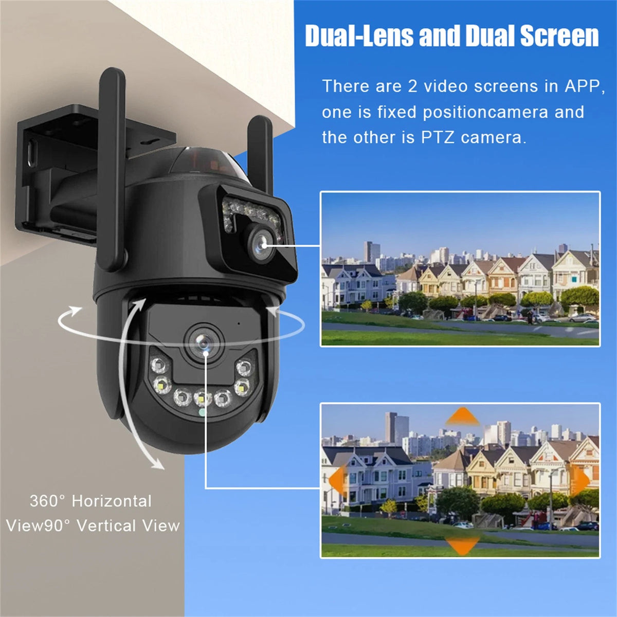 Solar WiFi Security Camera Dual Lens 6MP PTZ Night Vision