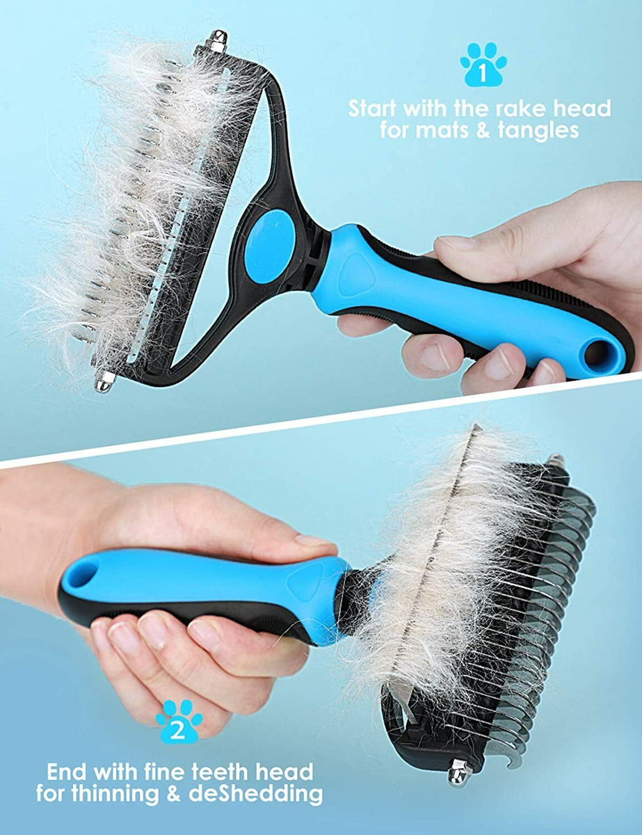Dual-Sided Pet Grooming Brush for Shedding and Dematting