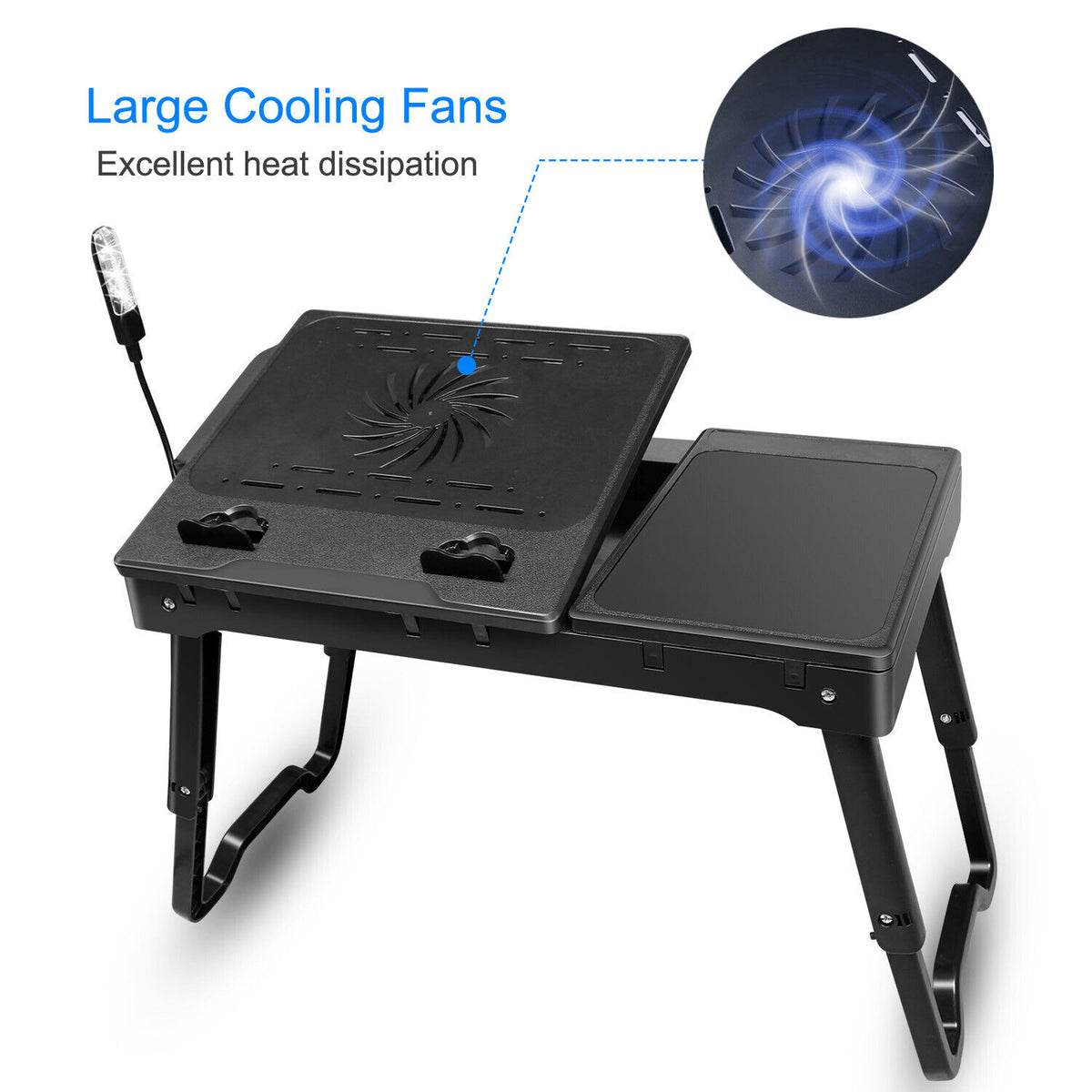 Foldable Laptop Table Tray Desk with Cooling Fan